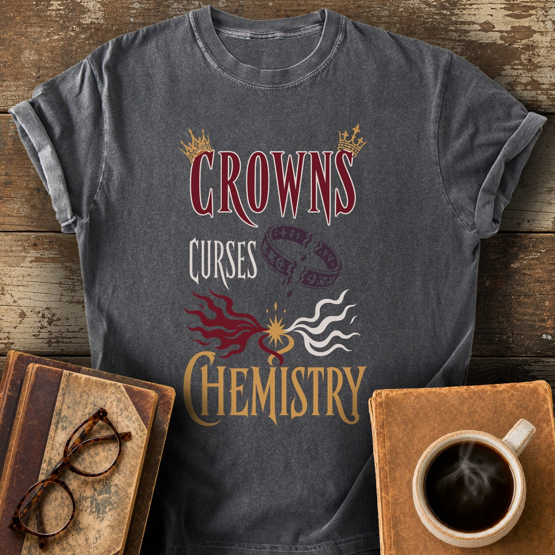 Crowns, Curses & Chemistry Tee - pepper shirt mockup